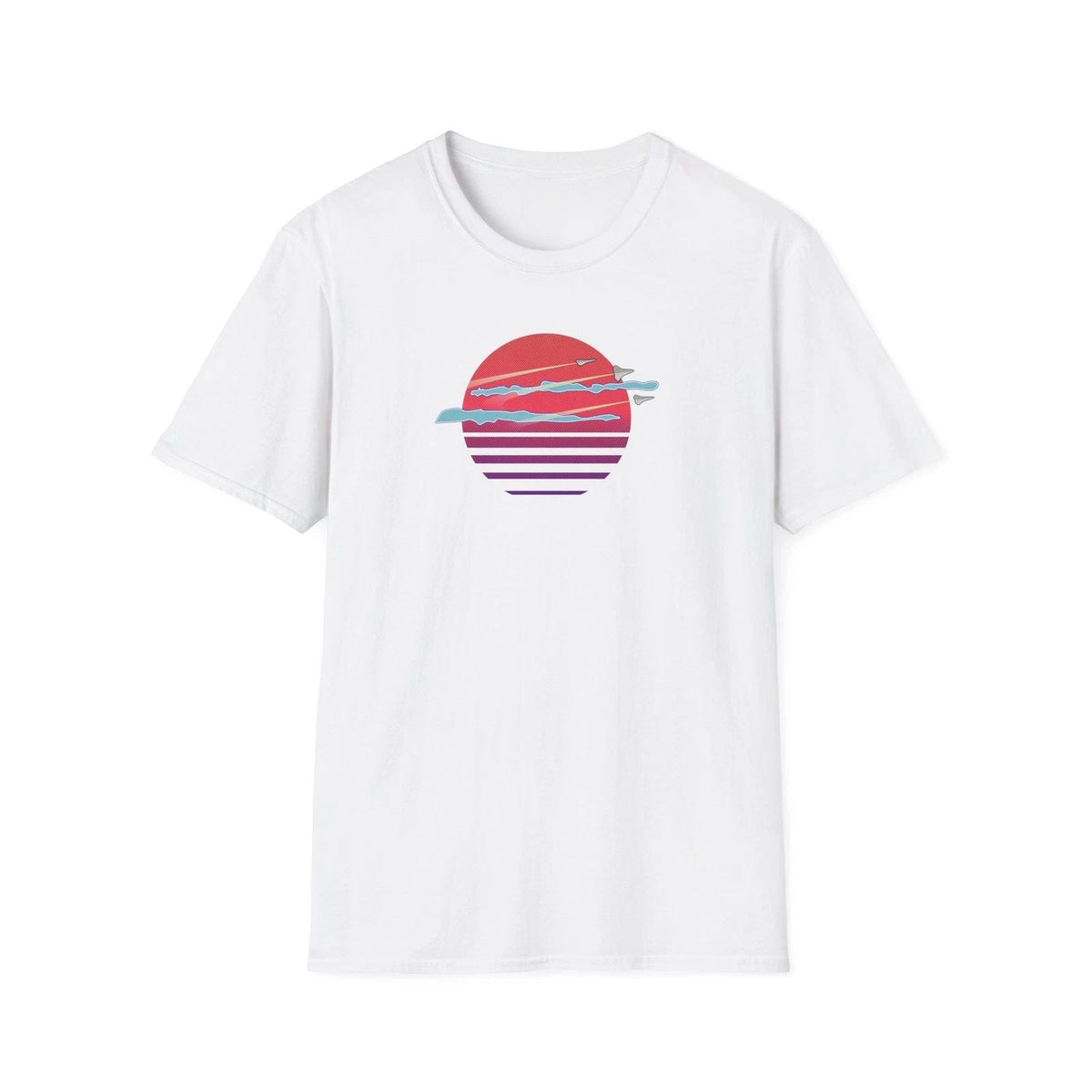 Retrowave Alien Sun Unisex Softstyle , Space Theme Tee, Sci-Fi Unisex