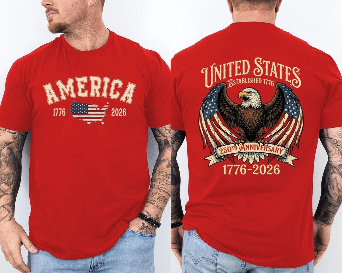 250 Years American Flag Bald Eagle 250th Anniversary USA Front & Back Unisex