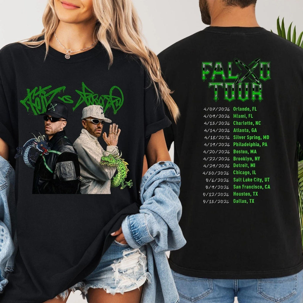 Ferxxo Falxo Tour Shirt Reggaeton Concert Tee Urban Latin Streetwear Green Print Unisex
