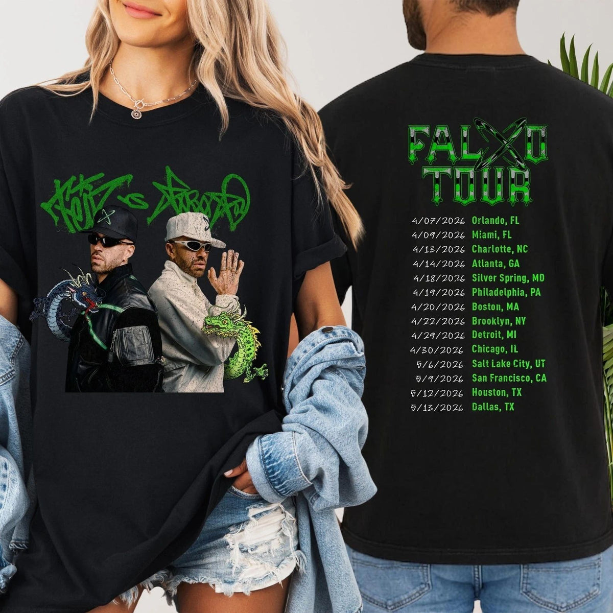 Ferxxo Falxo Tour Shirt Reggaeton Concert Tee Urban Latin Streetwear Green Print Unisex