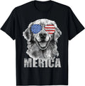 Merica - Patriotic American Flag Golden Retriever Dog Lover , Unisex Tee Unisex