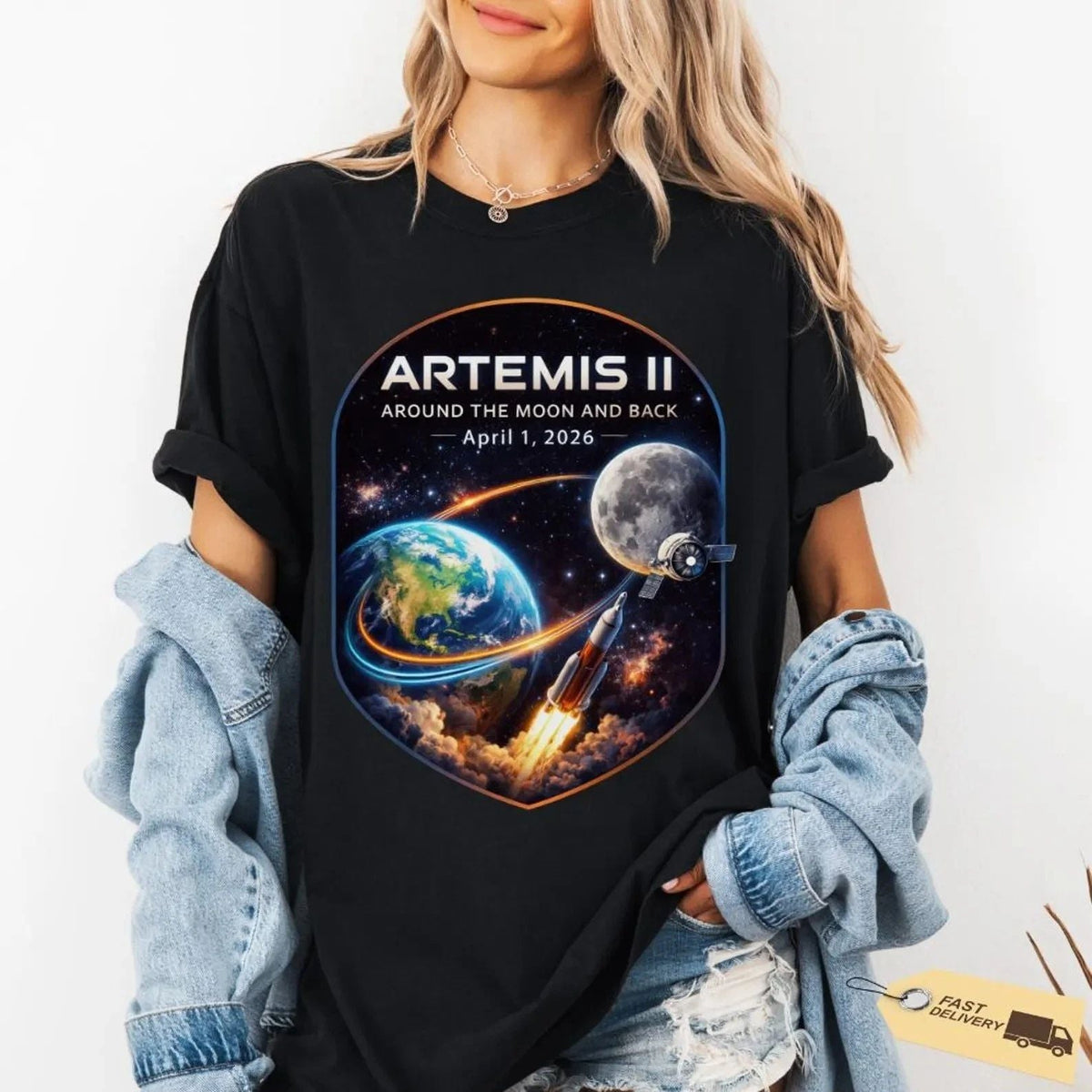 Artemis II Journey Around Moon & Back 2026 Retro Space Enthusiast S-5XL Unisex