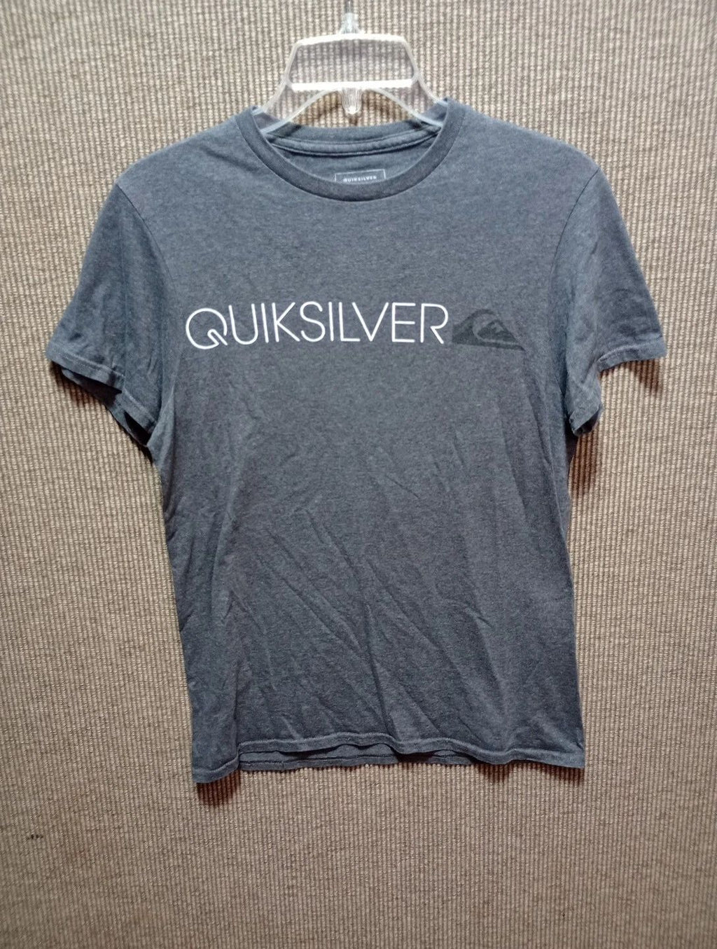 QuikSilver T Shirt Adult Small Heather Gray Short Sleeve Spellout Logo Unisex