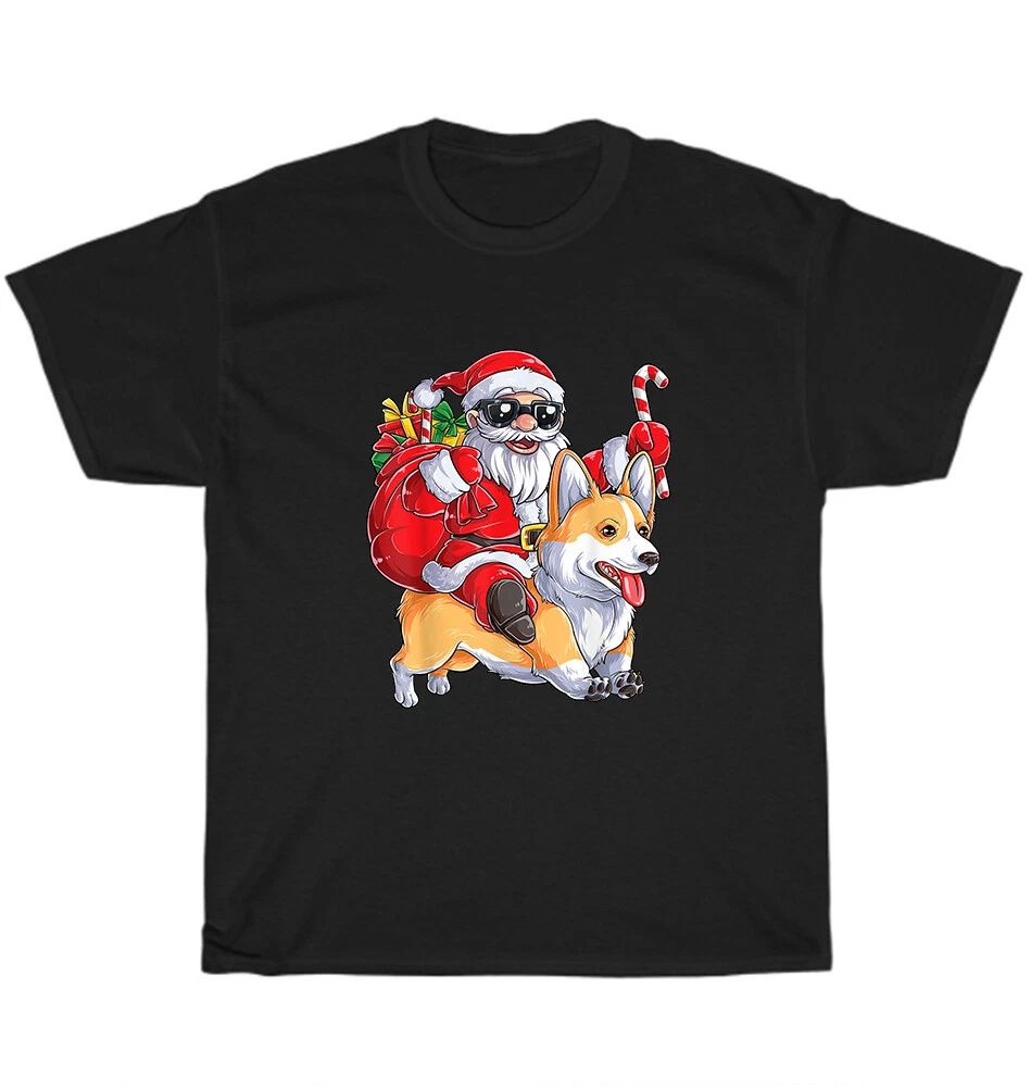 Corgi Christmas Santa Claus Riding Corgmas Dog Lover Unisex Tee Gift NEW Unisex