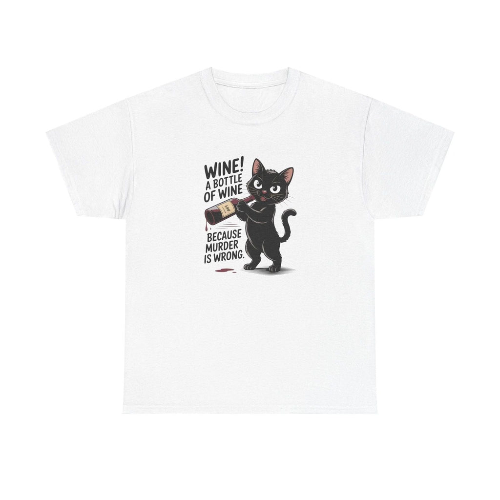 Black Cat Wine Lover Tee, Funny Graphic Print Shirt, Cat Mom Gift, Cat Lover Unisex