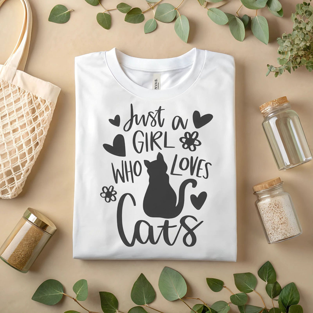 Just a Girl Who Loves Cats Cute Cat Lover Graphic Tee, Cat Mom Gift A150 Unisex