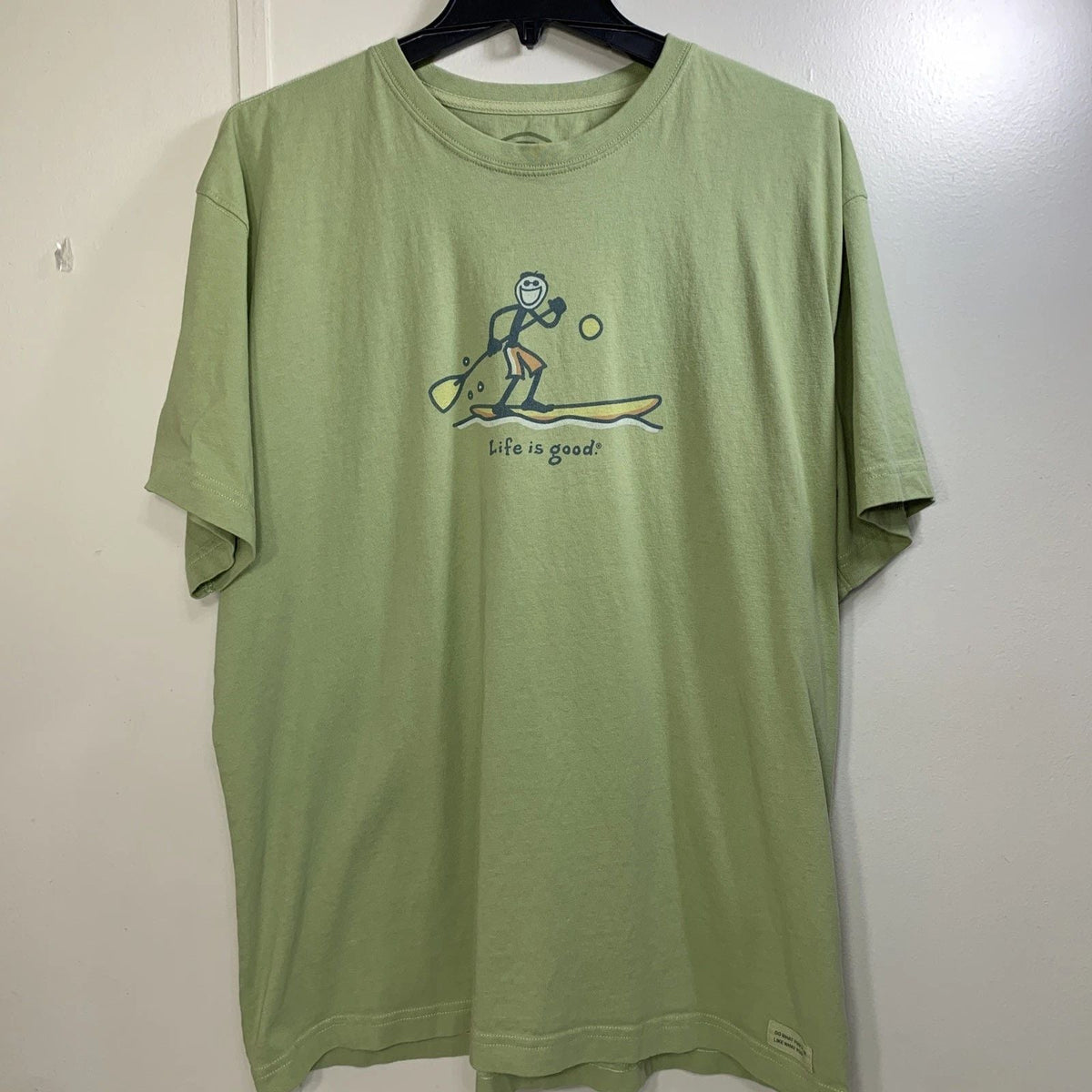 Life is Good Short Sleeve T- Shirt Mens Large Relaxed Fit Paddle Board Active Unisex