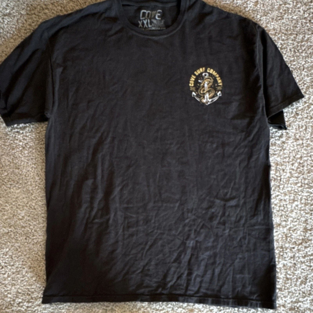 Cove Surf Company Black Anchor Graphic Men's Short Sleeve Crew Neck XXL Unisex
