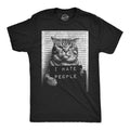Mens Funny T Shirts I Hate People Cat Mugshot Sarcastic Graphic Novelty Tee for Unisex