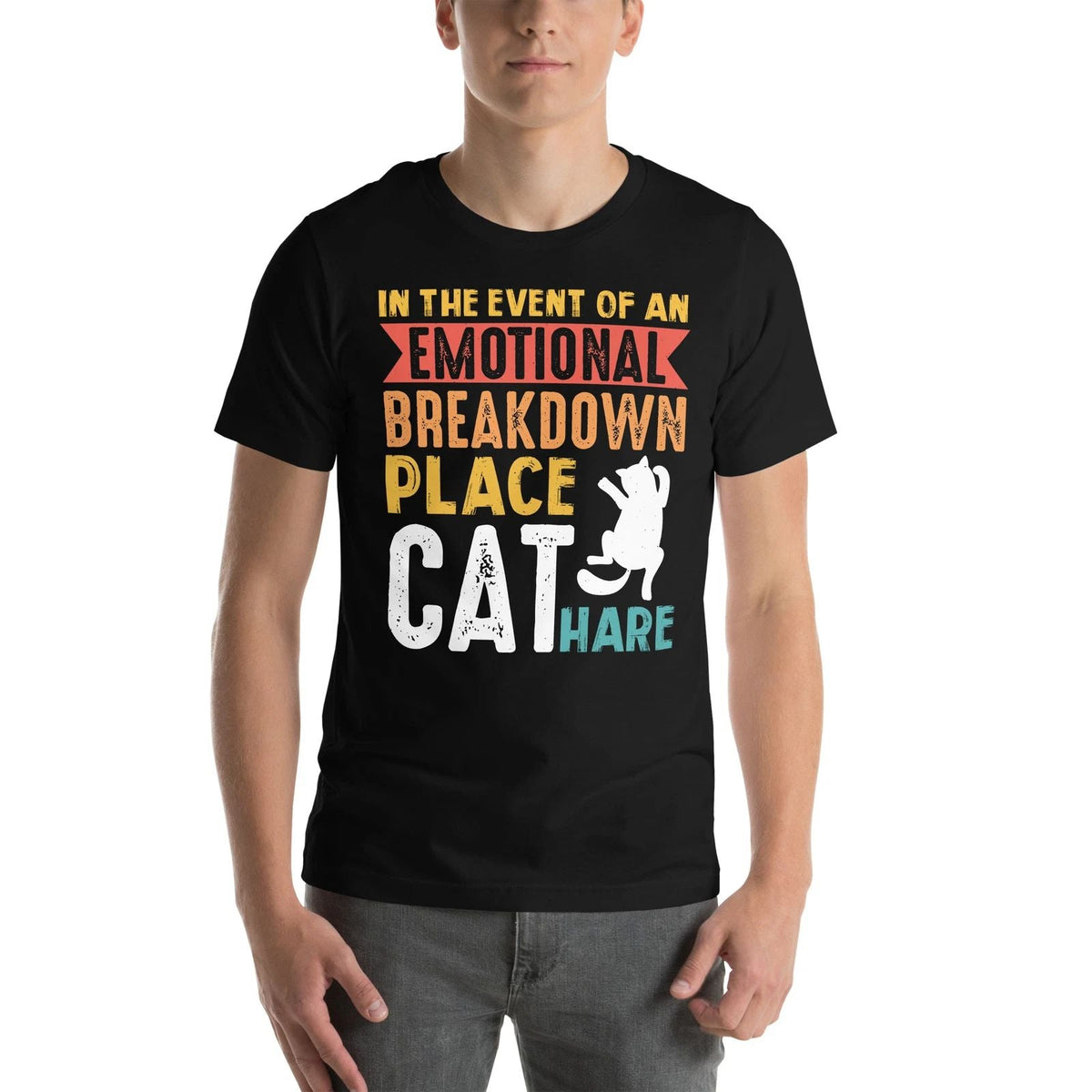Funny Cat Lover Emotional Breakdown Place Cat Here Graphic Unisex