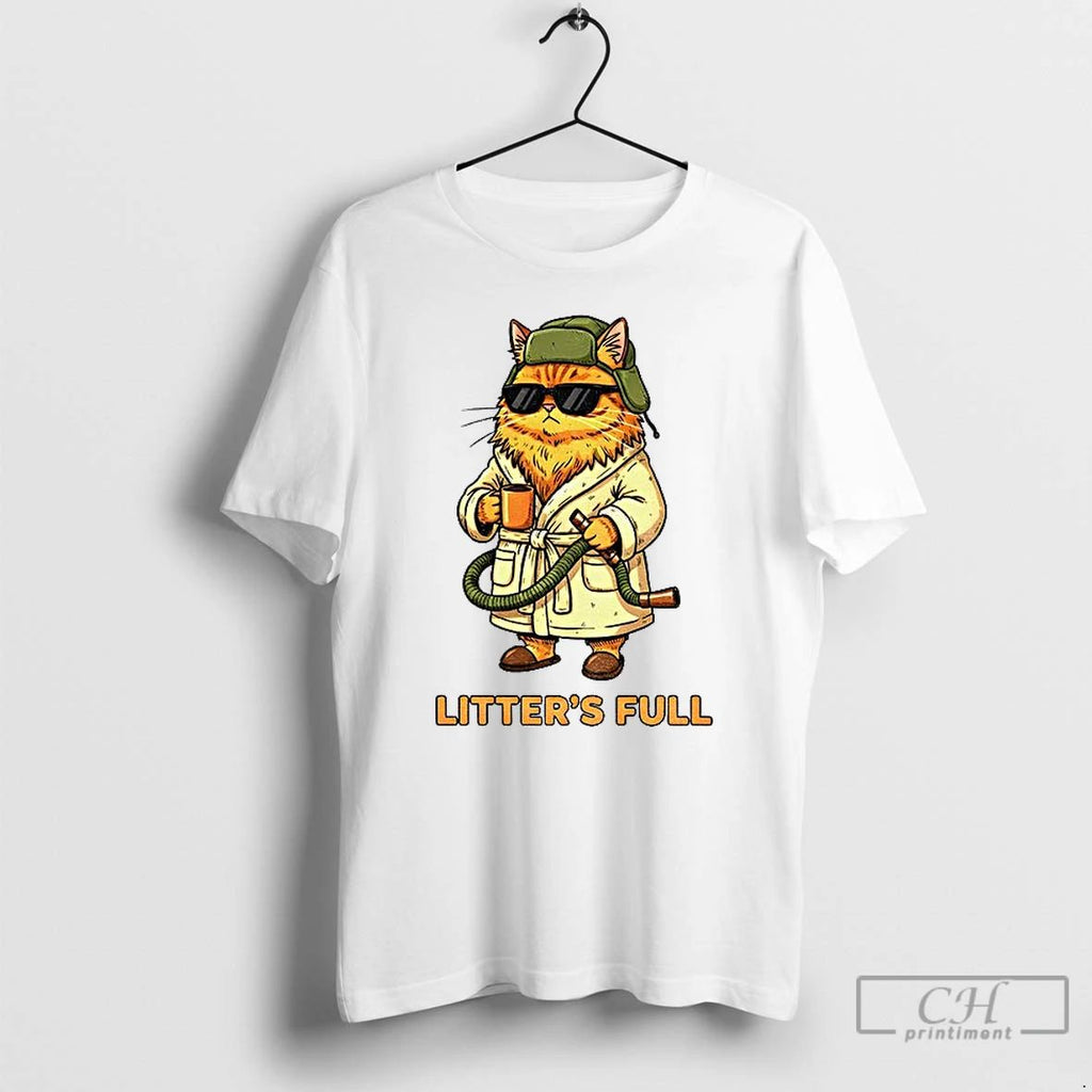 Premium Funny Cat Wearing Glass Litters Full Merry Christmas T Shirts Unisex