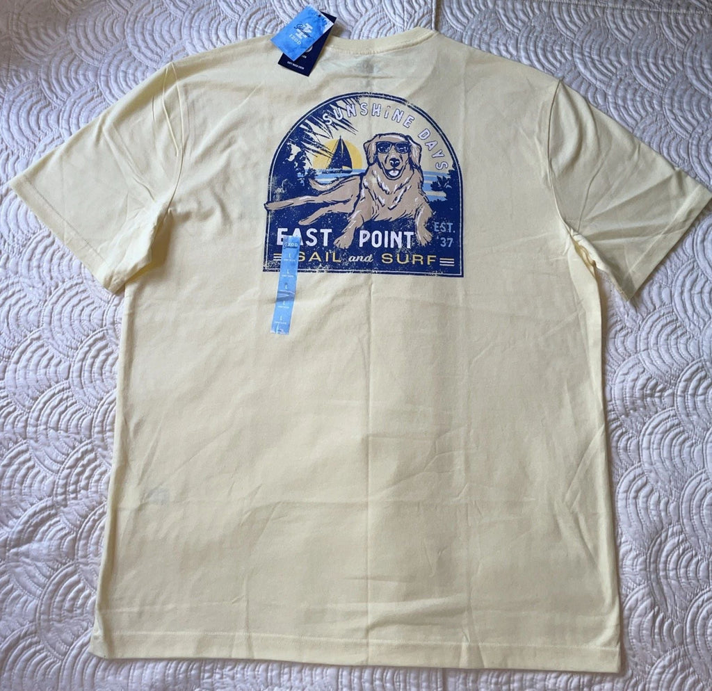 NWT Mens IZOD Saltwater Yellow Dog Sail And Surf Graphic T Shirt Size Large Unisex