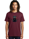 Raccoon-Yoga Mens Graphic Tee, 100% Cotton, Casual Summer Wear Unisex
