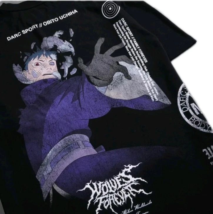 Darc Sport Obito Uchiha Side By Side Premium Tee Black Men’s LG OS Unisex