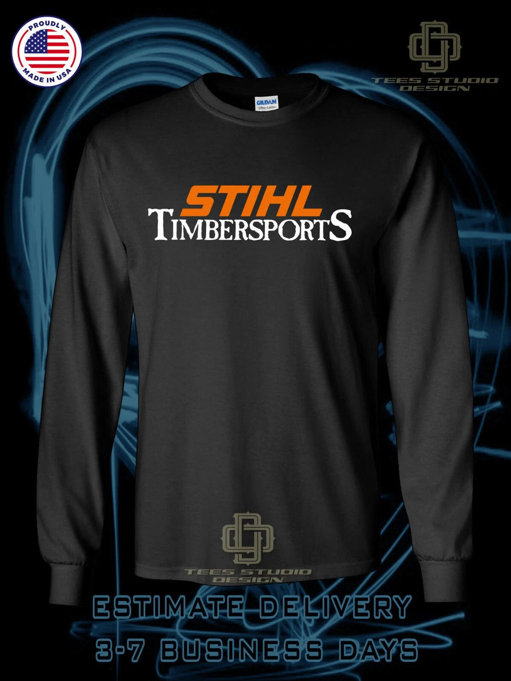 New TIMBERSPORTS Chainsaw Logo Men's American Long Sleeve Dotees Unisex