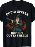 Funny Wizard Outta Spells | Not Outta Shells Graphic Tee Unisex