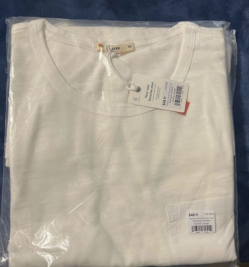 Marine Layer Heavy Slub Pocket Tee Antique Cream Short Sleeve Size XLarge $48 Unisex