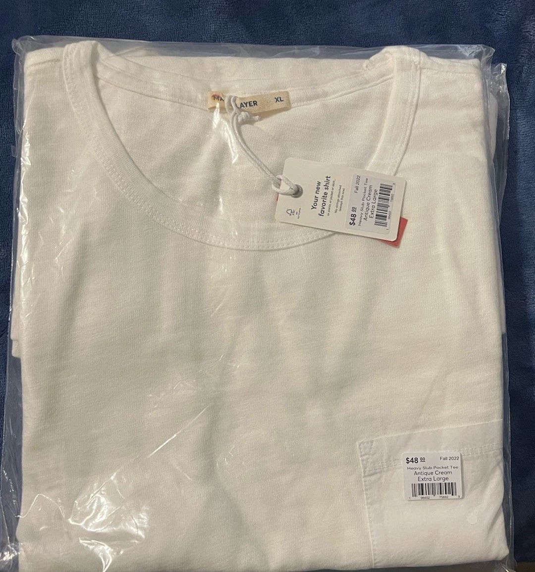 Marine Layer Heavy Slub Pocket Tee Antique Cream Short Sleeve Size XLarge $48 Unisex