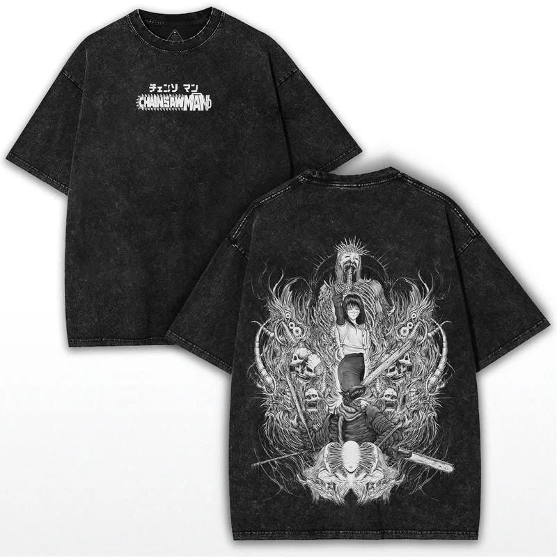 Yoru x Chainsaw Man Washed , War Devil Vintage Anime Graphic Heavy Cotton Unisex