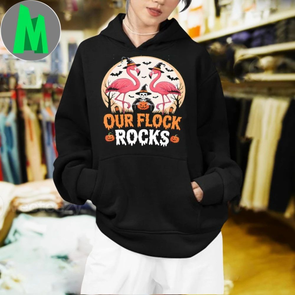Our Flock Rocks Flamingo Halloween Costume Matching Family Shirt Unisex