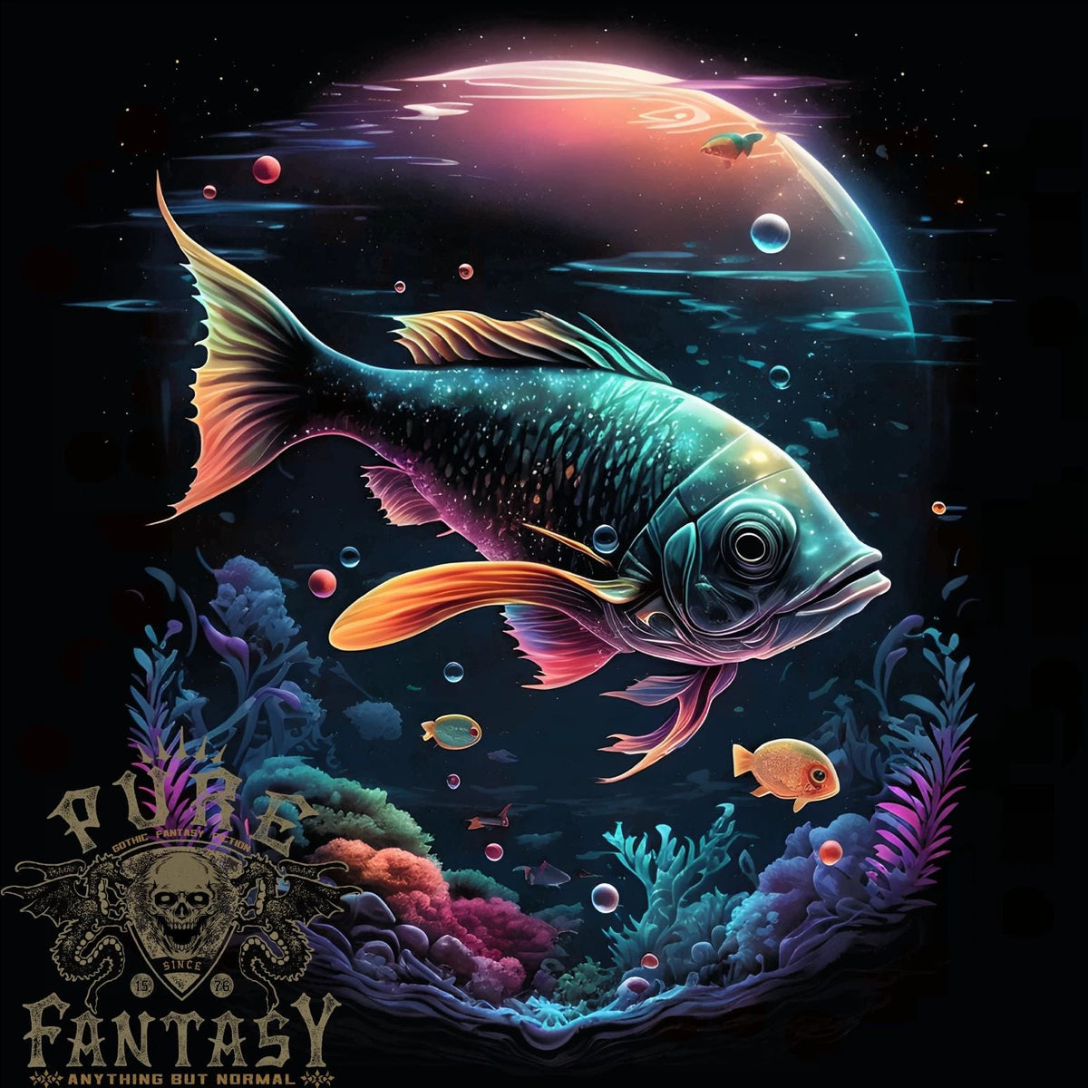 Fantasy Space Fish Mens 100% Cotton Unisex