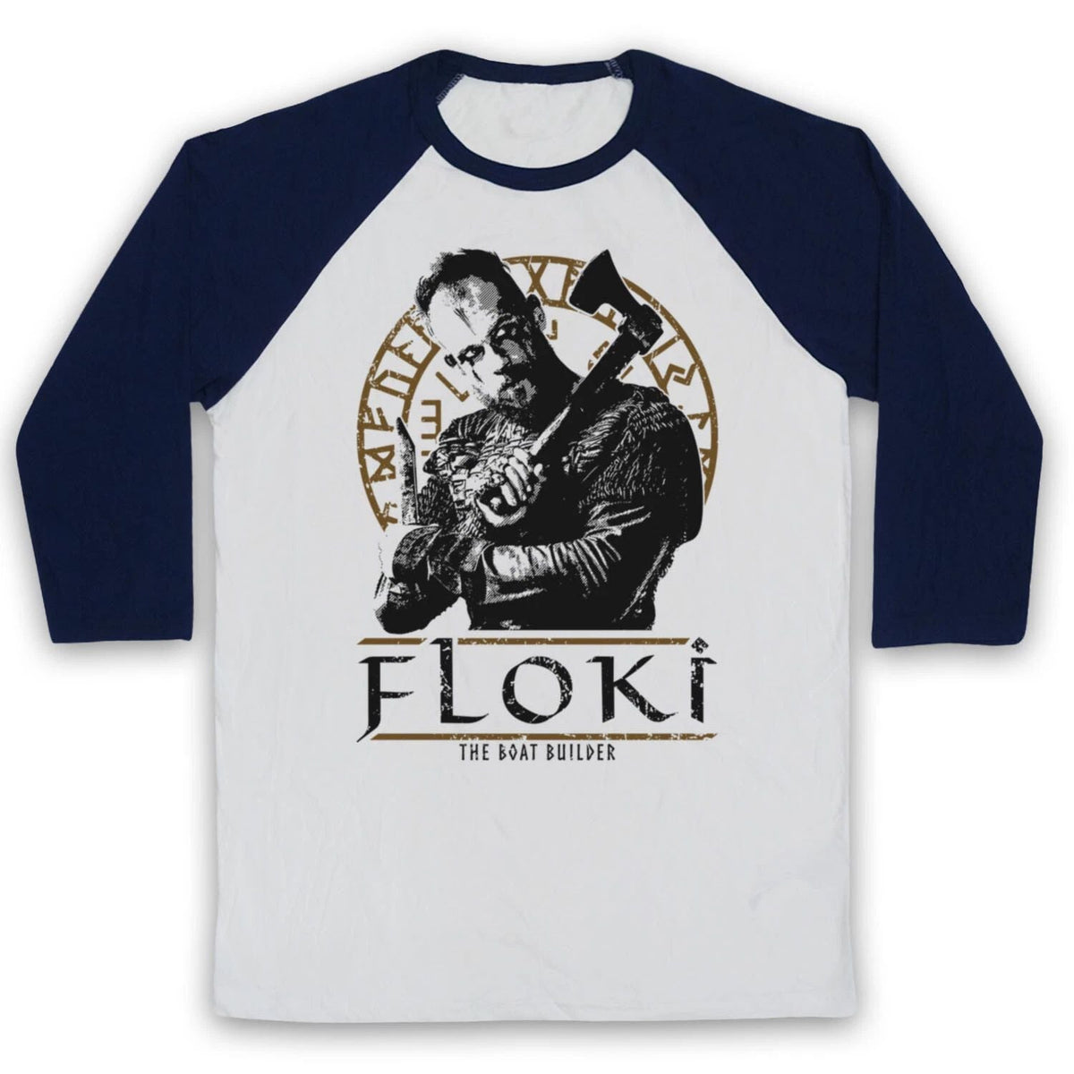 VIKINGS FLOKI THE BOAT BUILDER NORSE SAGA VIKING SHIP 3/4 SLEEVE BASEBALL TEE Unisex