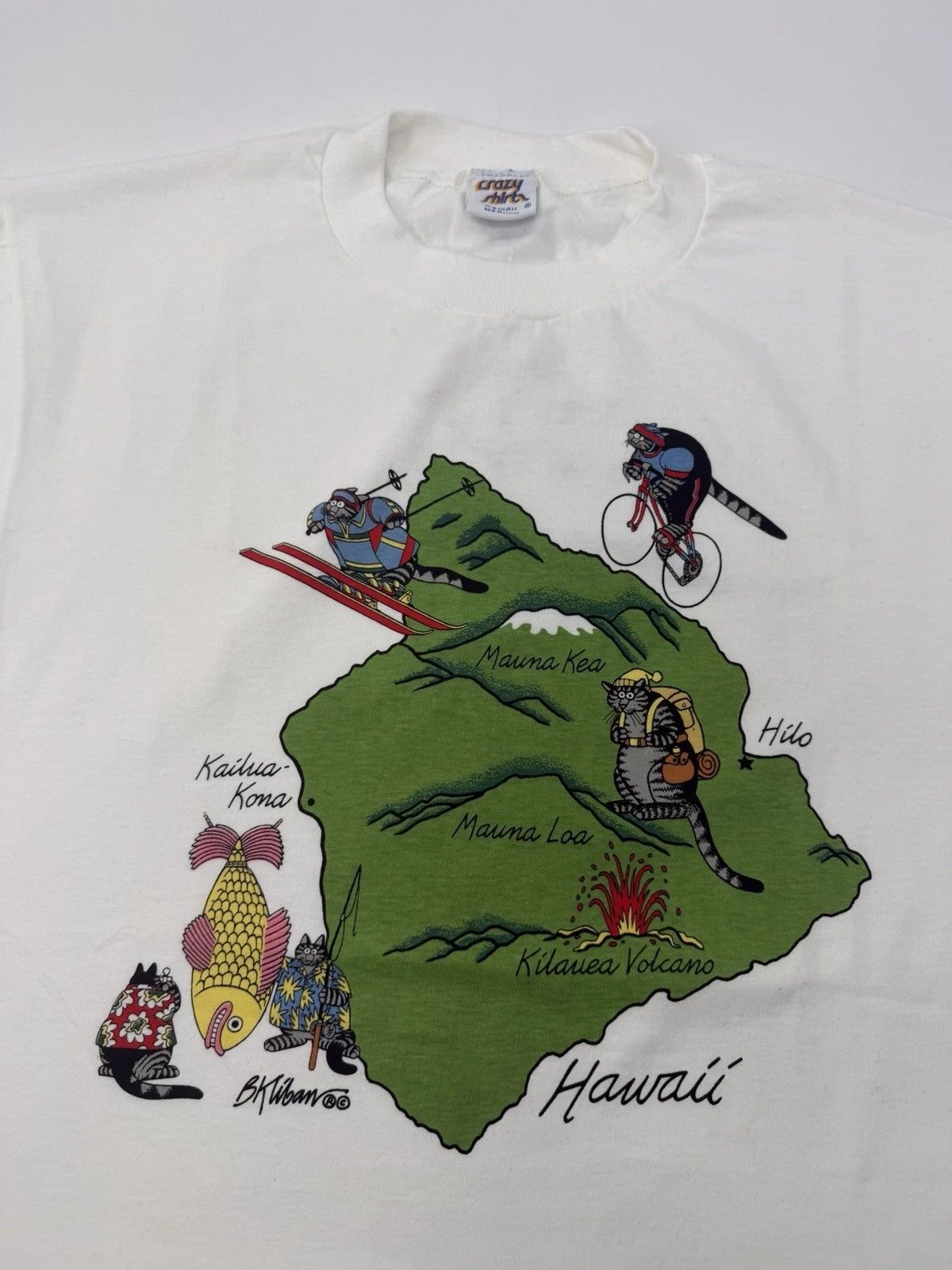 Vintage 90s B Kliban Crazy Cool Hawaii Traveling Cats Art Made In USA M Unisex