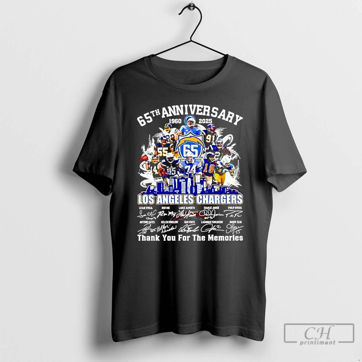 Premium 65th Anniversary 1960 2025 Los Angeles Chargers Team Players T Shirts Unisex