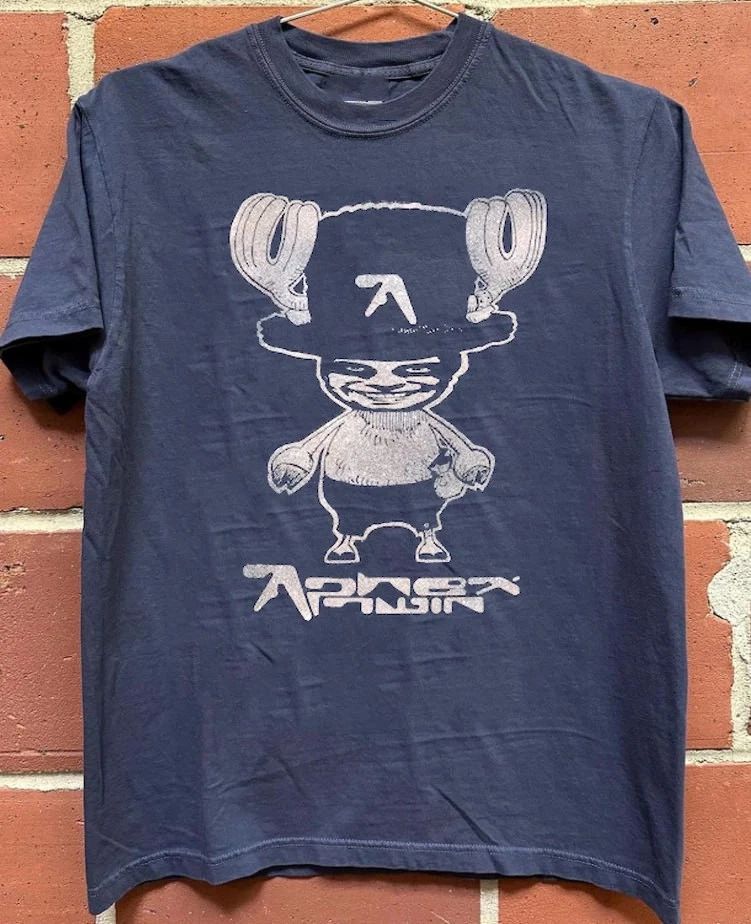 Aphex Twin Bleached Shirt 90s Navy Short Sleeve T shirt Unisex tee NH25412 Unisex