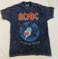 ACDC Fly On The Wall 1985 Tour Graphic Men Small Black Acid Wash Music Unisex
