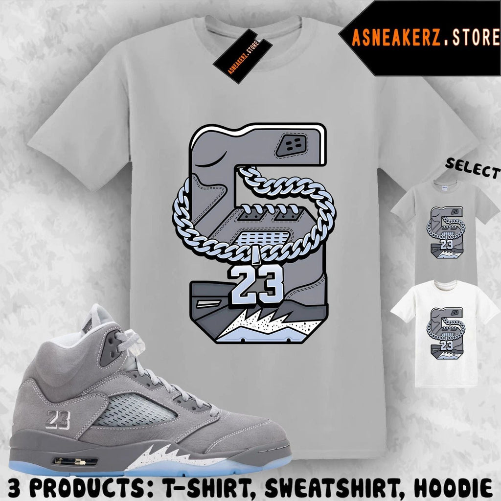 Tee Shirt Matching AJ 5 Wolf Grey 2026 To Match Sneaker Retro Number 5s Unisex