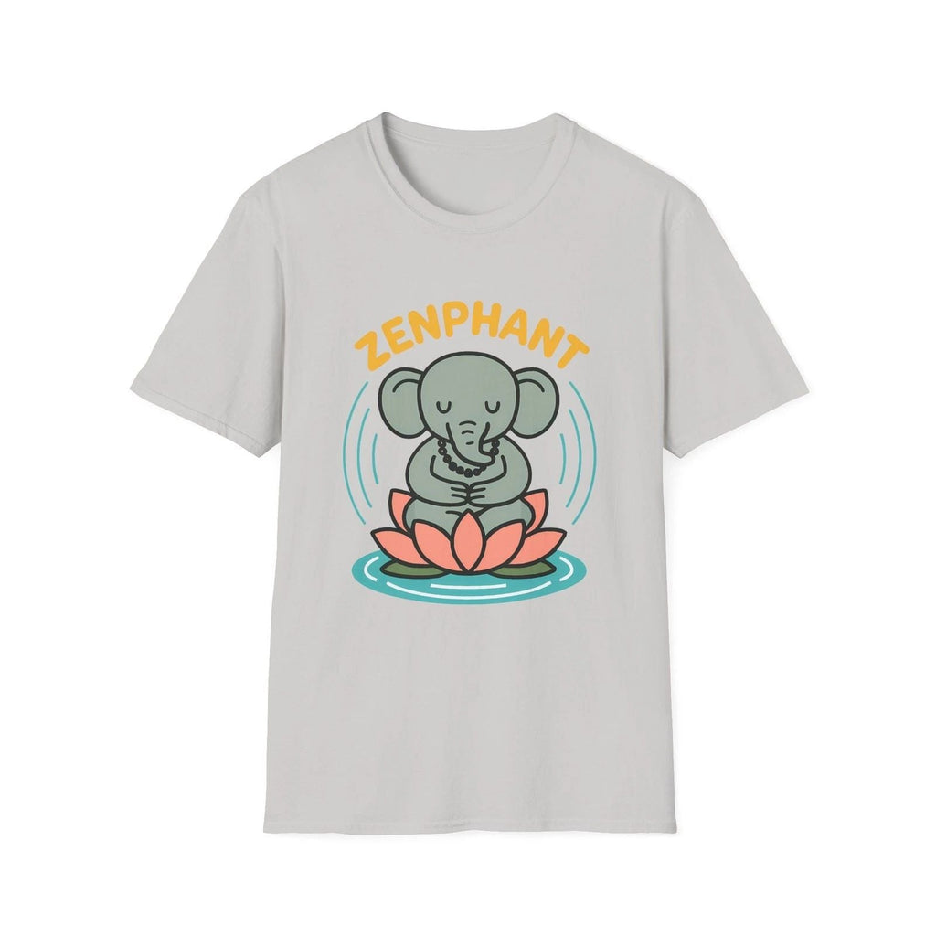 Unisex Softstyle Cartoon Elephant Meditation Yoga Zen Lotus Tee Unisex