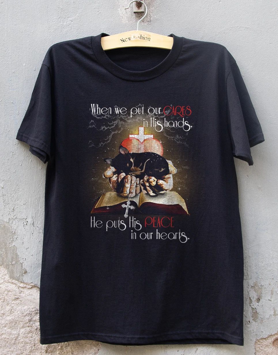 HOT! Chihuahua On Gods Hand For Dog Lover Black Heavy Cotton Unisex