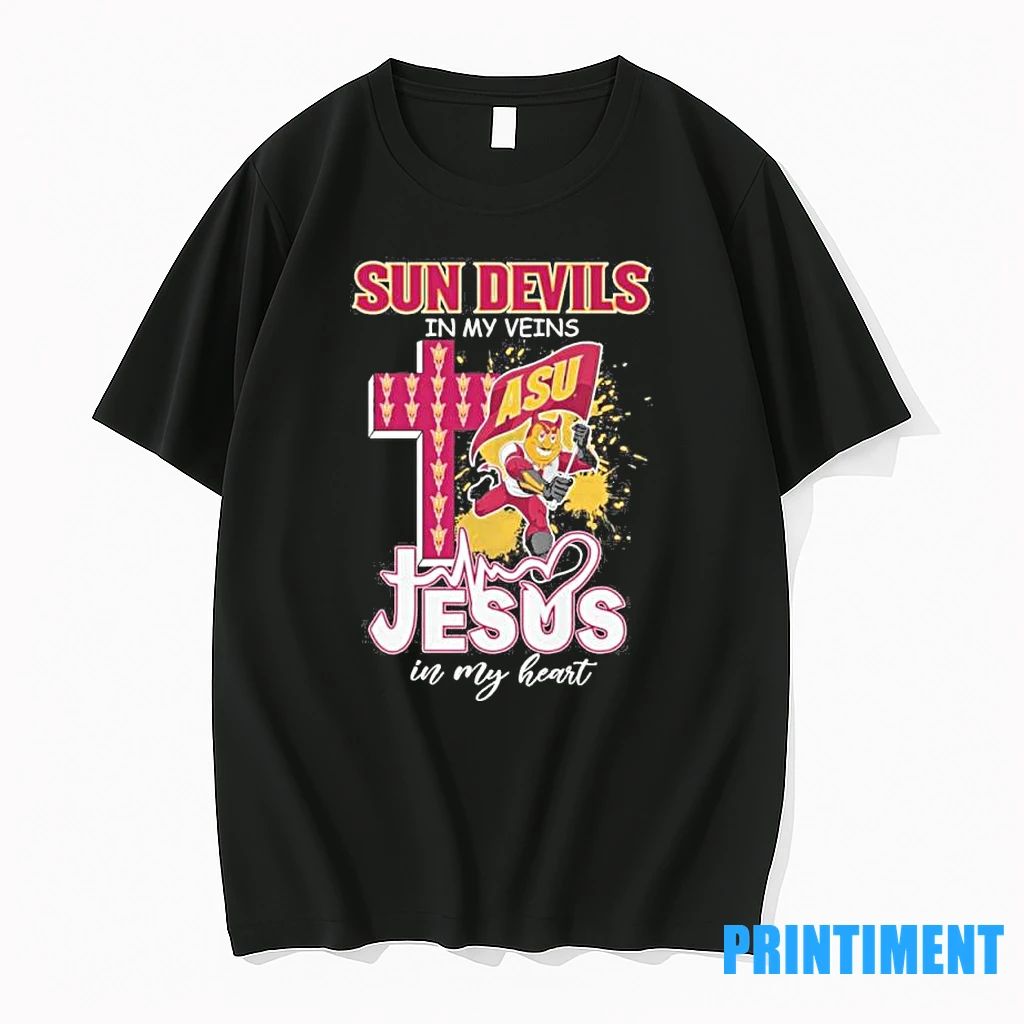 Arizona State Football Mascot In My Veins Jesus In My Heart Tshirts Sweater Unisex
