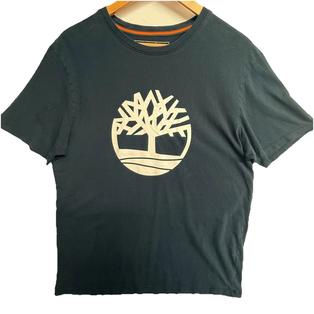 Timberland Logo T Shirt Mens Large Blue Organic Cotton Graphic Tee Unisex