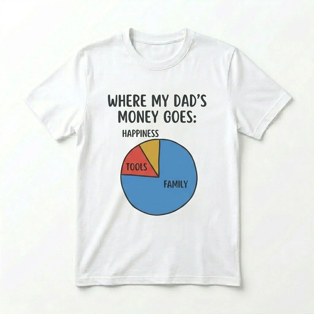 Funny Dad Where My Dads Money Goes Tools Family Pie Chart Graphic Tee Unisex