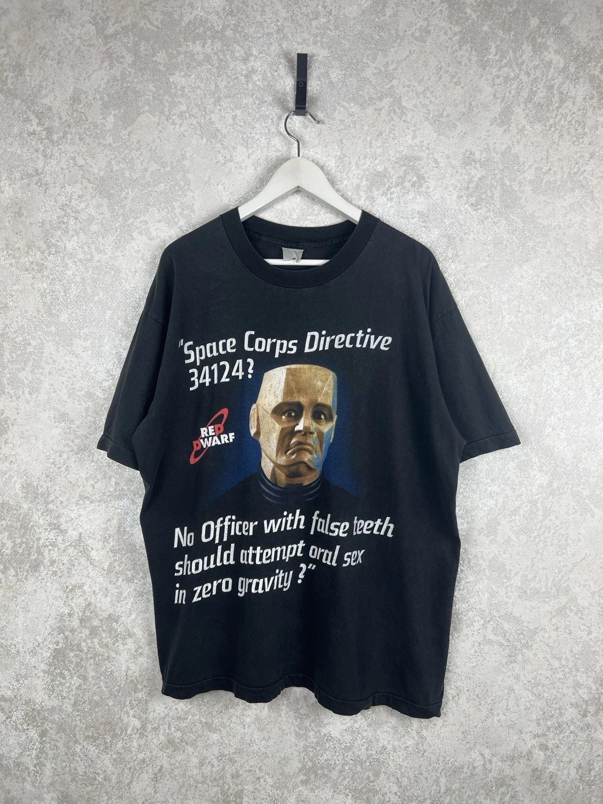 Vintage 90s Red Dwarf Kryten Sci-Fi TV Promo, Faded Black, Size XL Unisex