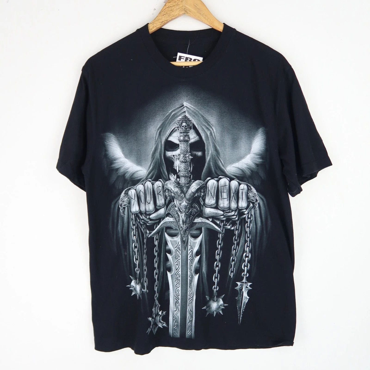 VINTAGE 90'S Fantasy Skull Skeleton Rock Biker SZ M (V461) Unisex