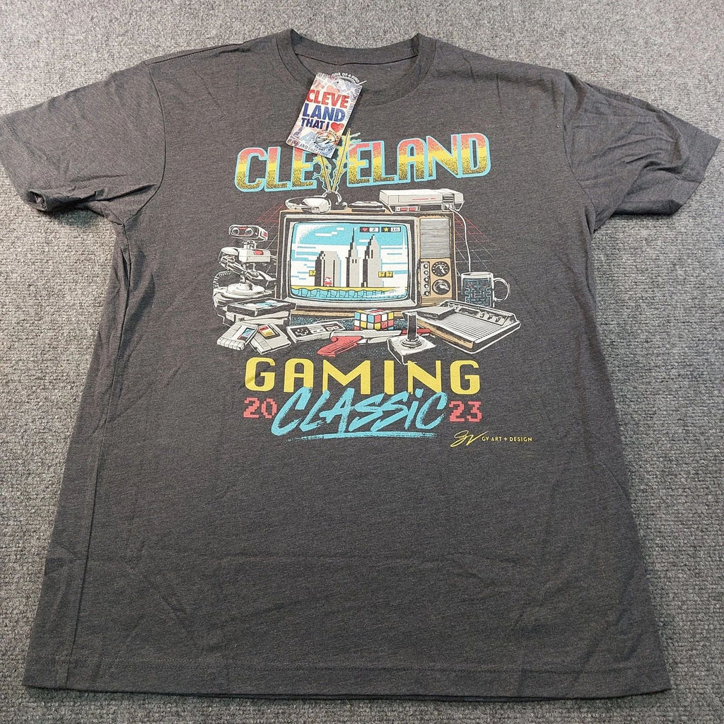 Cleveland Gaming Classic 2023 Mens Large Gray Retro Video Game Tee Unisex