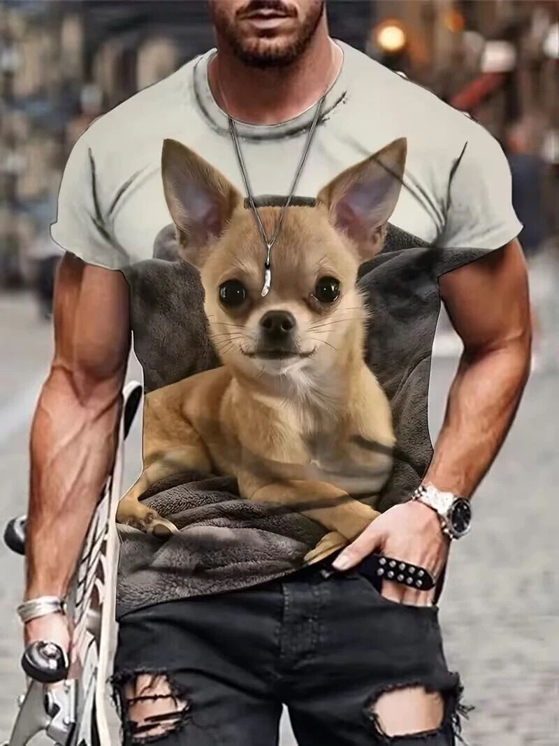 T Shirts Fashion Yellow Dog White Casual Short Sleeve Novelty Trendy Tee Unisex
