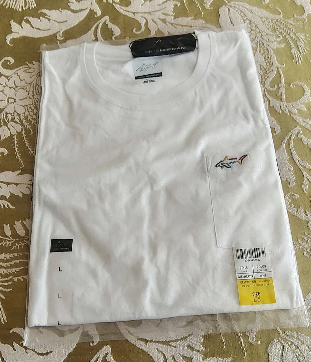 Greg Norman Casual Short Sleeve White Mens Golf/Leisure/Gym NEW Size L Unisex