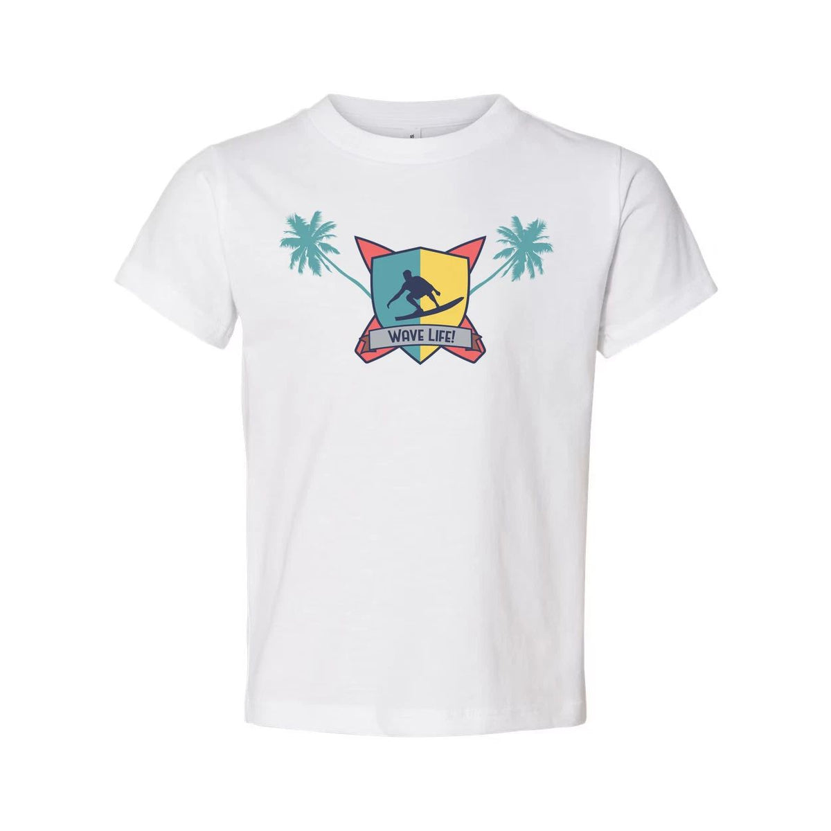 Unisex Surfing Crest Tee Featuring Wave Shield Emblem Palm Trees And Beachside G Unisex