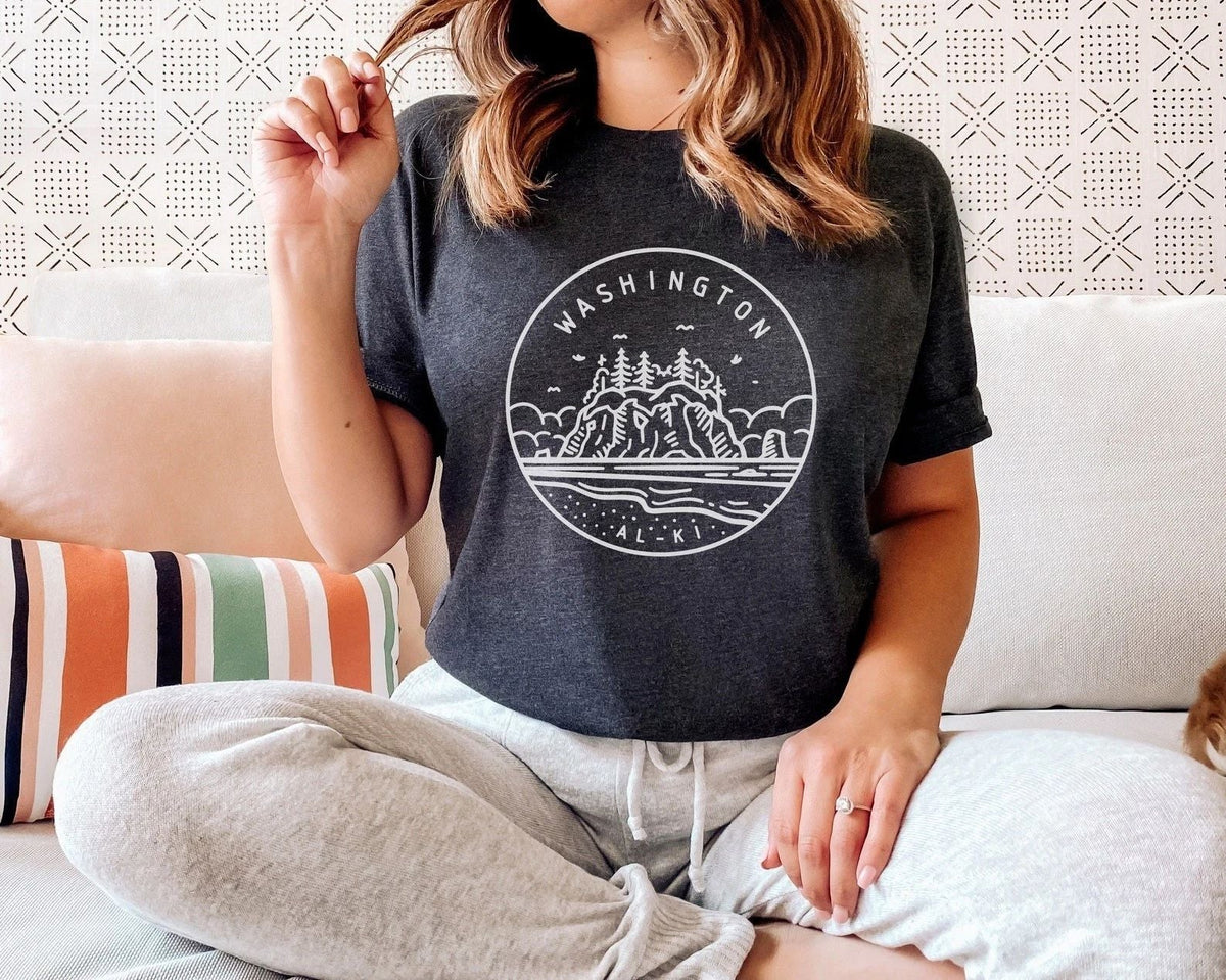 Washington Minimal Skyline Design Shirt Travel Gift Washington Trip Souvenir Tee Unisex