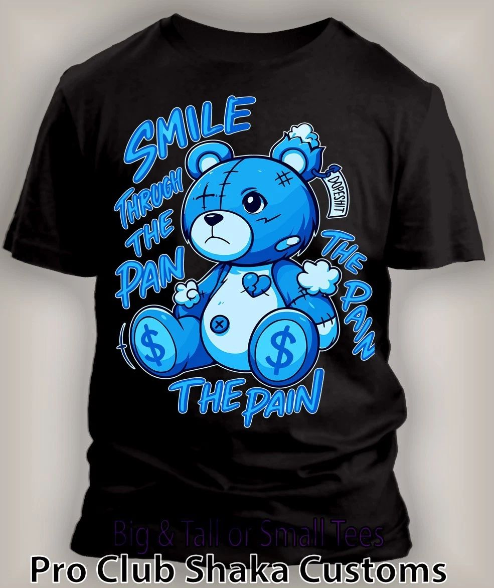 Mens Smile Thru the Pain Hip Sneaker Tee Shirt to Match J12 French Blue Big Tall Unisex