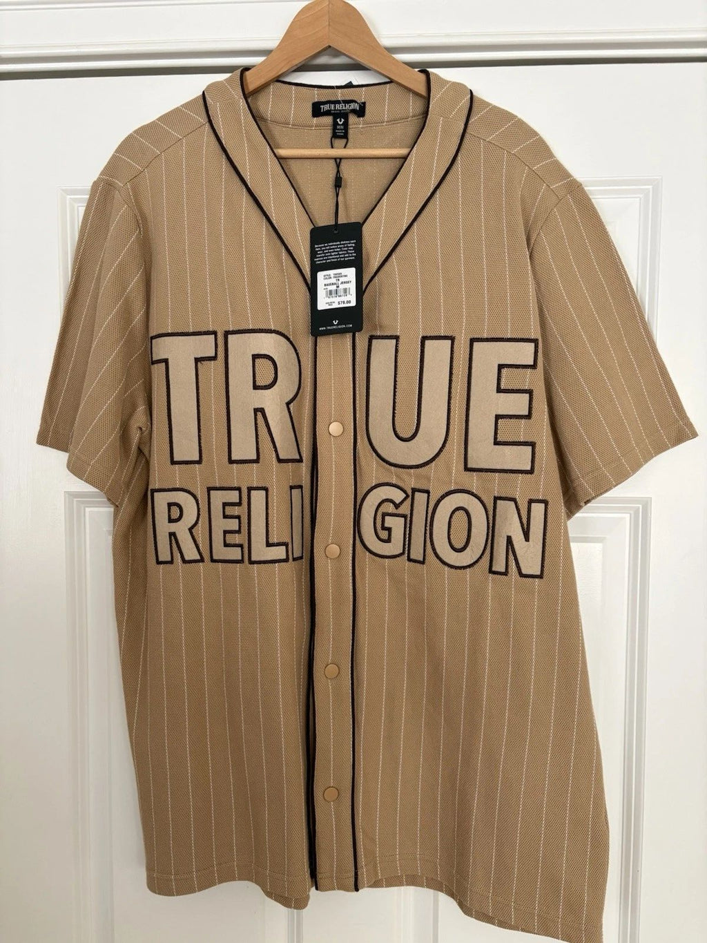 NWT TRUE RELIGION BASEBALL JERSEY HIGH QUALITY MENS M STYLISH CHEAP RET $79! Unisex