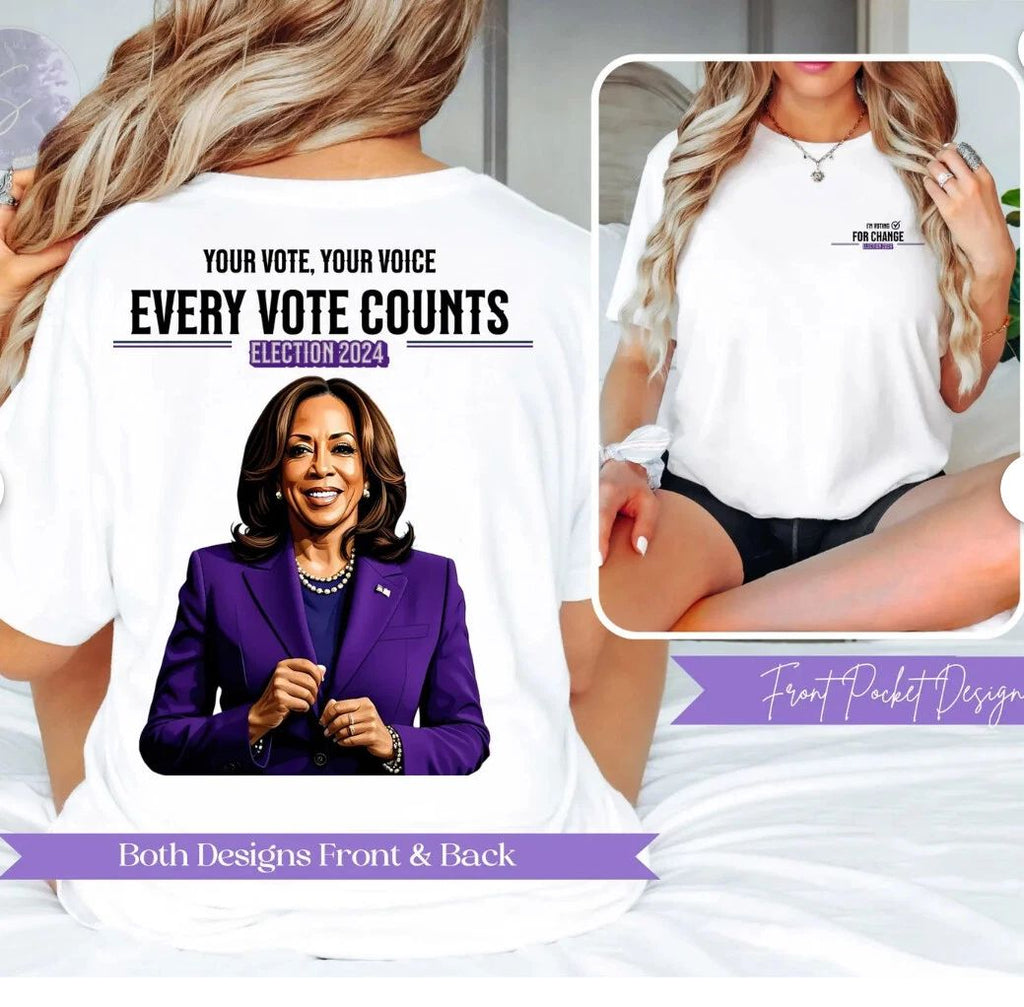Kamala Harris Election 2024 Adult Unisex Tee "YOUR VOTE,YOUR VOICE" Unisex