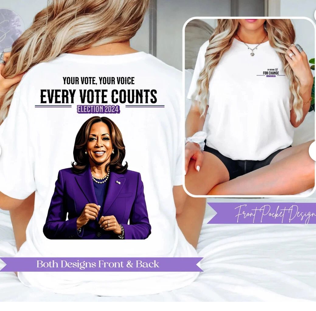 Kamala Harris Election 2024 Adult Unisex Tee "YOUR VOTE,YOUR VOICE" Unisex
