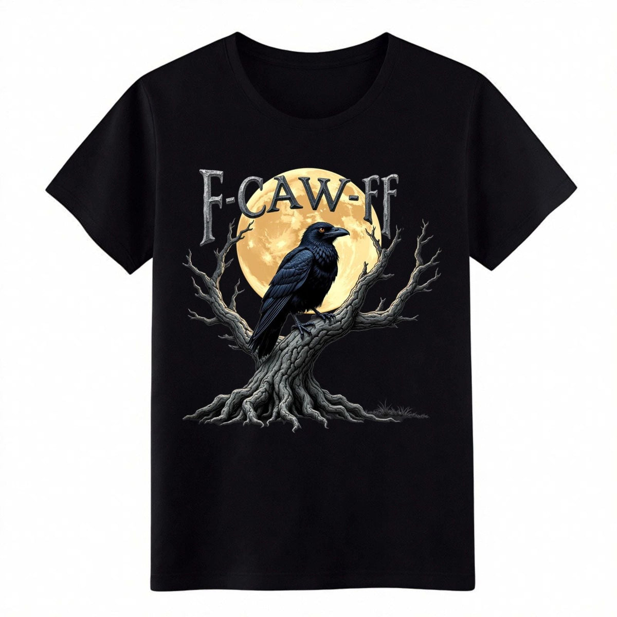 F-Caw-FF Funny Raven Moon Gothic Halloween Graphic for Men Women Unisex