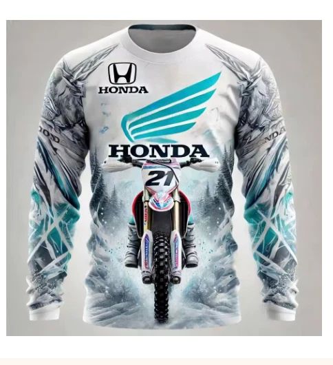 Motorcycle Racing Team Men's Long Sleeve Round Neck Unisex