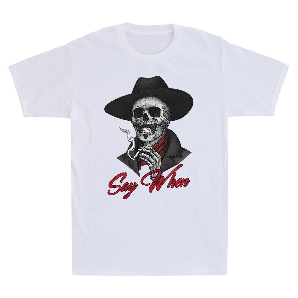 Say When Doc Holiday Skull Skeleton Waiting To Death Vintage Men's Black Unisex